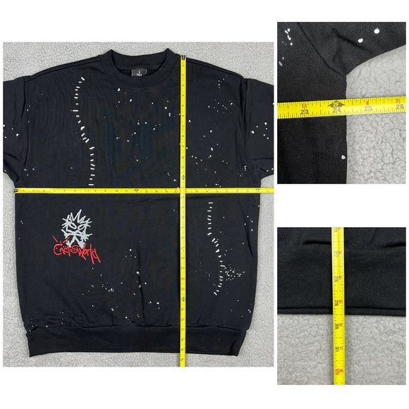 Cactus Jack Sweatshirt Mens Large L Black Stitched Crewneck Travis Scott World - Picture 11 of 11